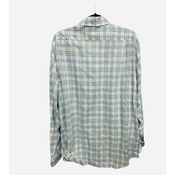Lacoste Size 44 Men's Casual Shirt Plaid Check Long Sleeve Authentic Blue White - Picture 2 of 5